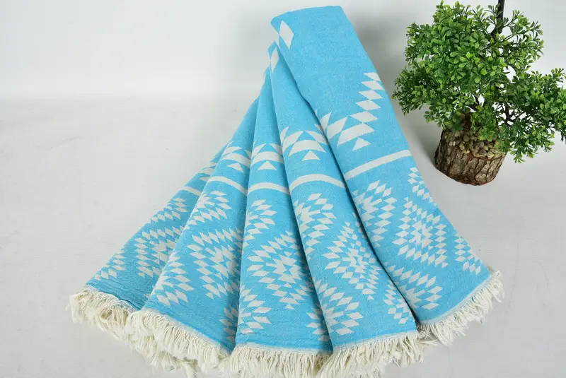 Custom Beach Towel, 70x36 Cotton Kilim Towel, Organic Turkish towel, Summer Gift, Valentines Day Gift For Her, Beach Wedding Favor, Valentines Gift - 4