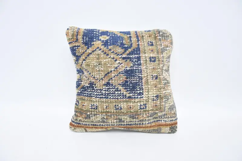 Turkish Blue Woven Cushion Cover, Moroccan 12x12 inch Euro Sham - 1