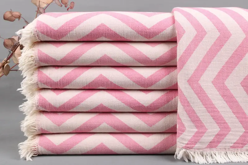 Bath Towel Wholesale Turkish Cotton Beige Zigzag, 34x71 Inches
