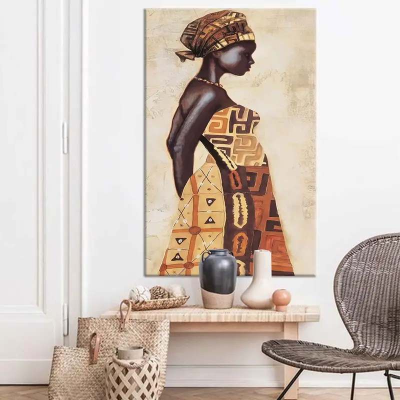 Ethnic Wall Decor, Woman Wall Art, Canvas Wall Art, African Wall Art, Woman Poster, Home Decor, Modern Wall Art, Living Room Wall Art, - 1