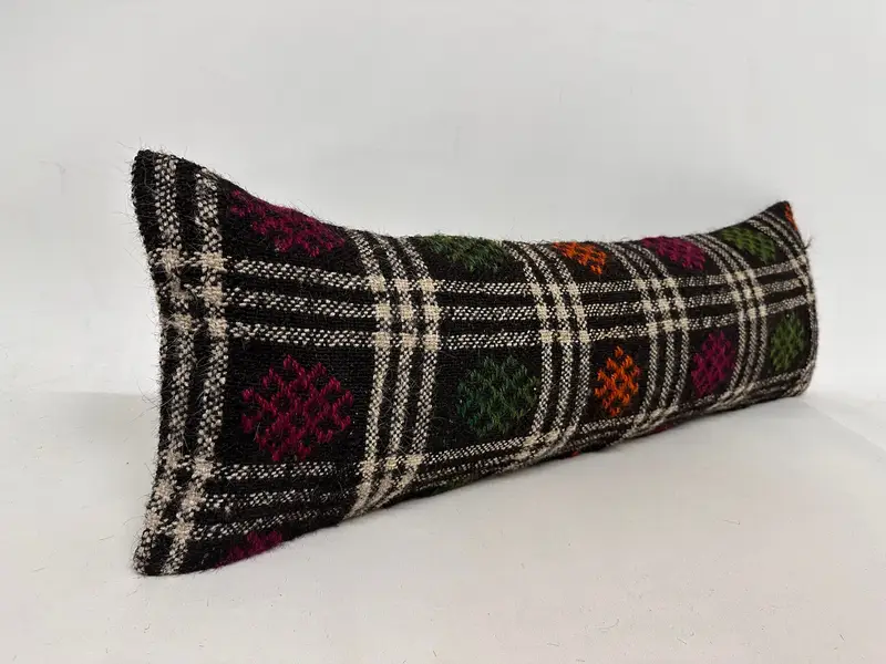 枕、ヴィンテージキリムスロー枕、パーソナライズされたギフト枕、アンティーク枕、12x36茶色の枕、自由ho弾シック枕、キリム枕 - 2