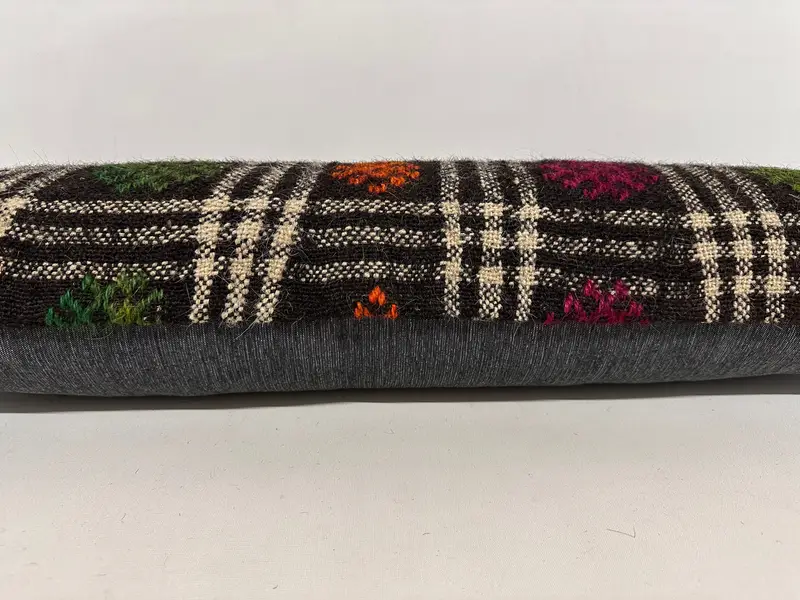 枕、ヴィンテージキリムスロー枕、パーソナライズされたギフト枕、アンティーク枕、12x36茶色の枕、自由ho弾シック枕、キリム枕 - 5