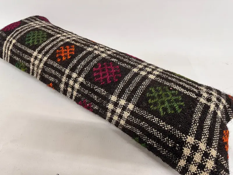 枕、ヴィンテージキリムスロー枕、パーソナライズされたギフト枕、アンティーク枕、12x36茶色の枕、自由ho弾シック枕、キリム枕 - 6