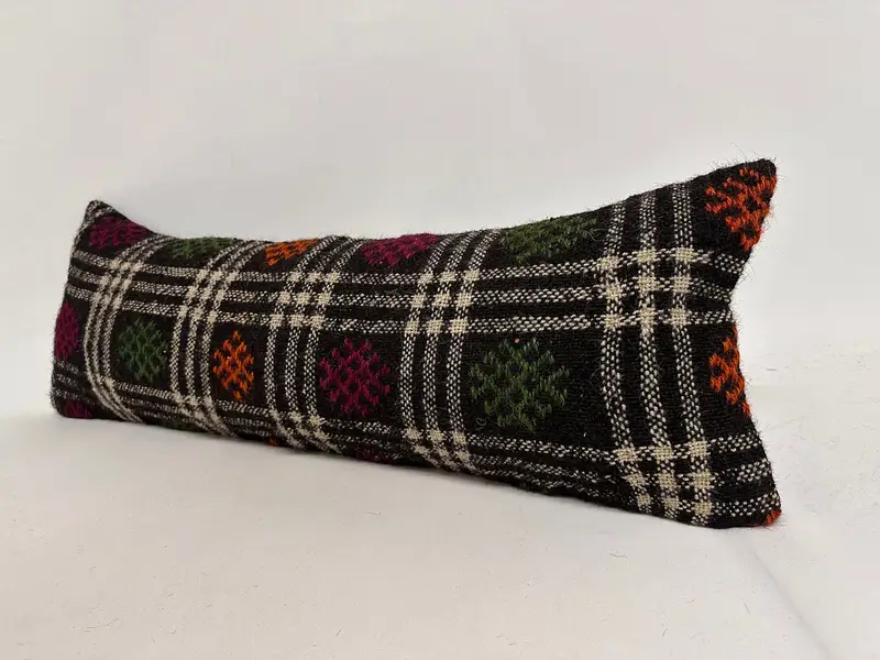 枕、ヴィンテージキリムスロー枕、パーソナライズされたギフト枕、アンティーク枕、12x36茶色の枕、自由ho弾シック枕、キリム枕 - 3