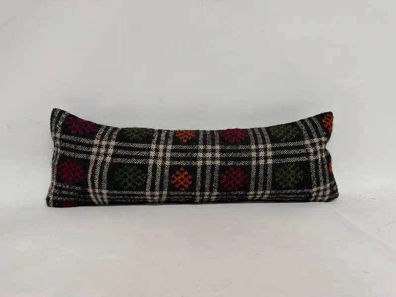 枕、ヴィンテージキリムスロー枕、パーソナライズされたギフト枕、アンティーク枕、12x36茶色の枕、自由ho弾シック枕、キリム枕 - 1