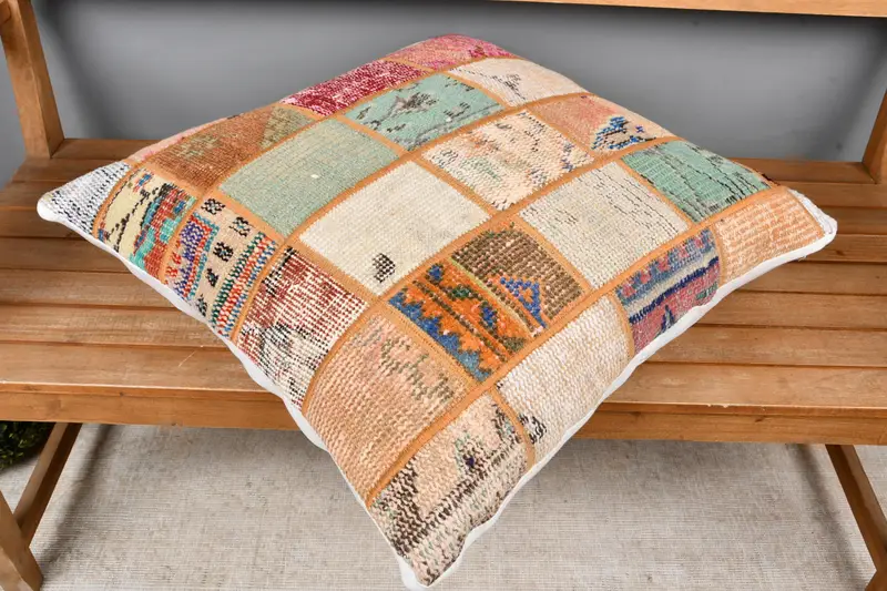 Art Deco Cushion Cover, Vintage Kilim Pillow, Kilim Pillow, 24x24 Blue Cushion Case, Home Decor Pillow, Ethnic Pillow Cover Pillow Sham, Pillow - 2