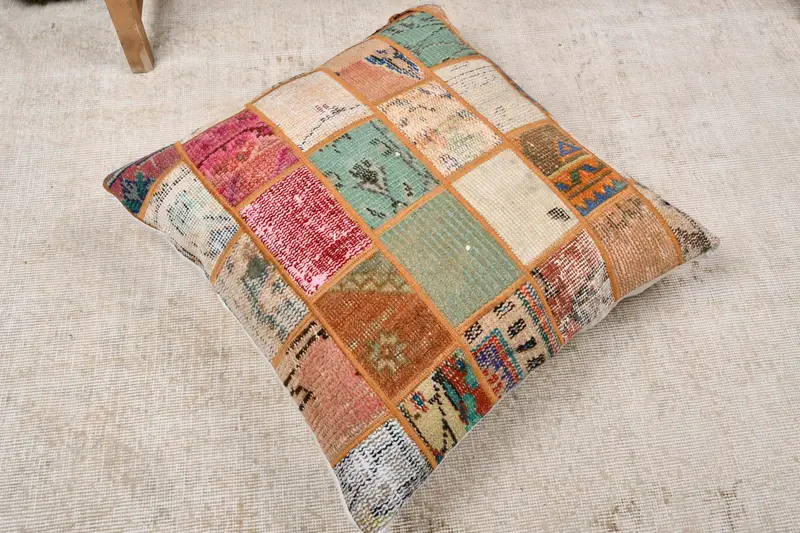 Art Deco Cushion Cover, Vintage Kilim Pillow, Kilim Pillow, 24x24 Blue Cushion Case, Home Decor Pillow, Ethnic Pillow Cover Pillow Sham, Pillow - 8