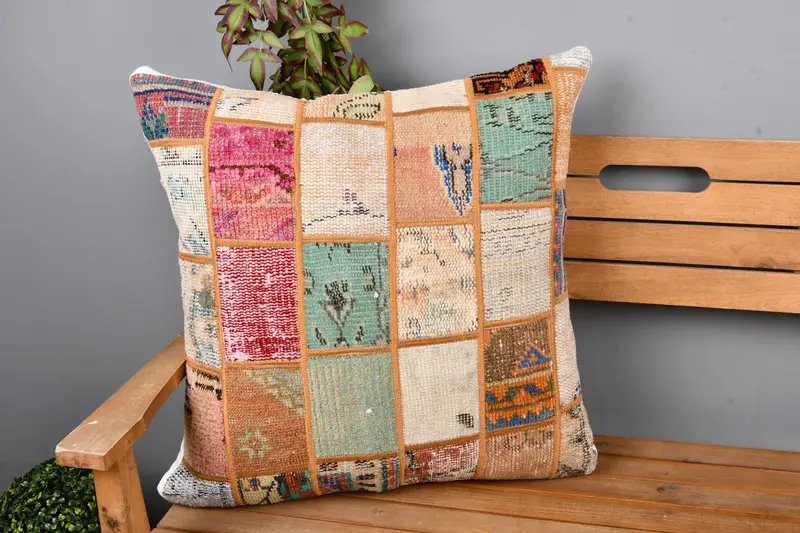 Art Deco Cushion Cover, Vintage Kilim Pillow, Kilim Pillow, 24x24 Blue Cushion Case, Home Decor Pillow, Ethnic Pillow Cover Pillow Sham, Pillow - 1