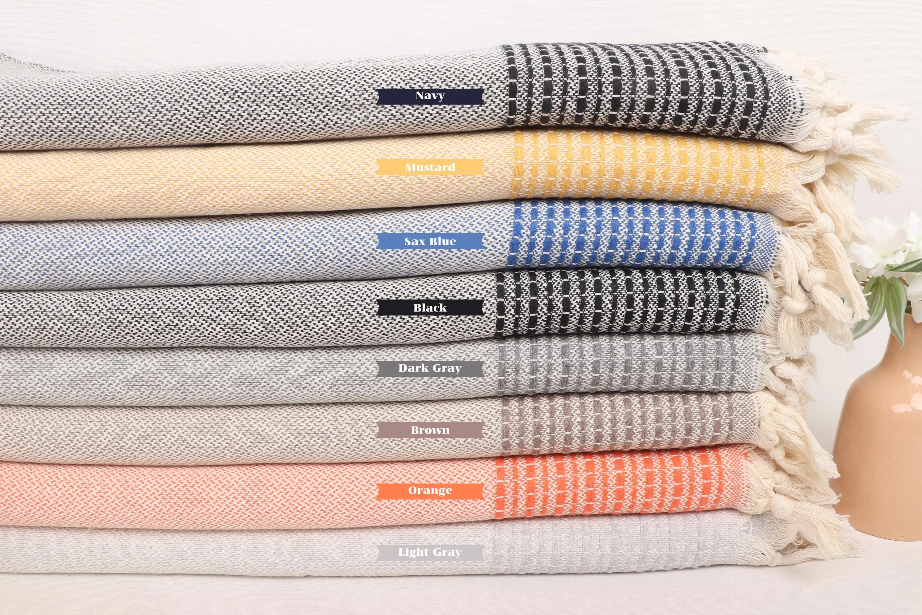 Monogram Blanket Custom Cotton Throw Striped Geometric, 91x95 Inches - 1