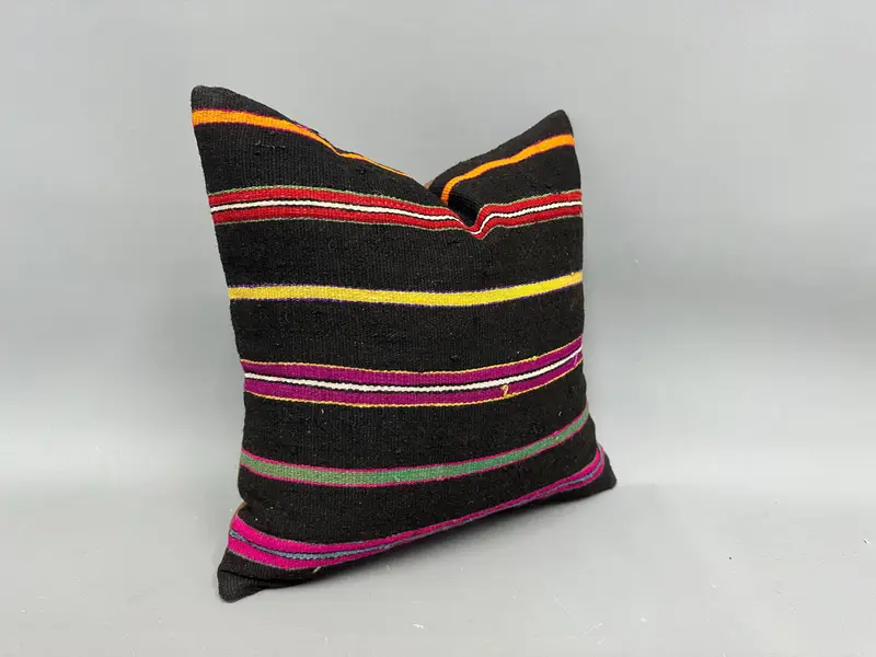 Pillow Sham, Antique Pillows, Ikat Pillow Cover, 18x18 Purple Pillow Cover, Handmade Kilim Cushion, Turkish Pillow, Living Room Throw Cushion Case - 2