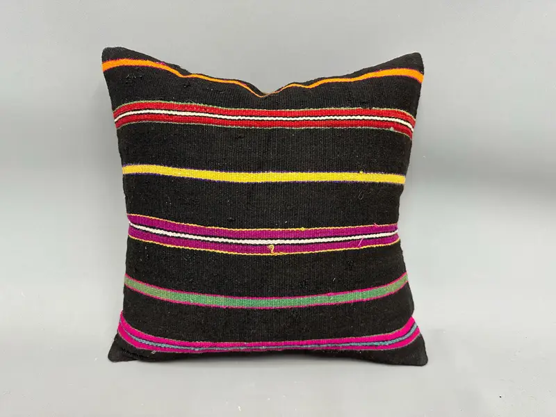 Pillow Sham, Antique Pillows, Ikat Pillow Cover, 18x18 Purple Pillow Cover, Handmade Kilim Cushion, Turkish Pillow, Living Room Throw Cushion Case - 4