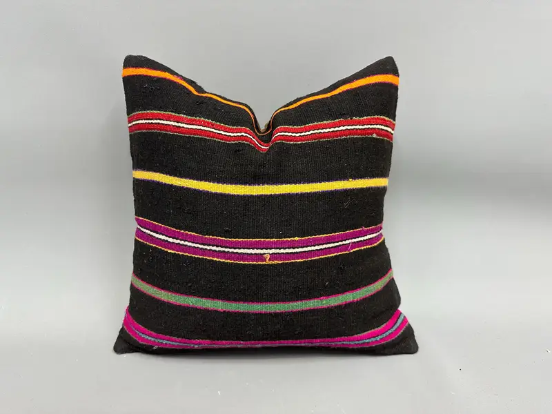 Pillow Sham, Antique Pillows, Ikat Pillow Cover, 18x18 Purple Pillow Cover, Handmade Kilim Cushion, Turkish Pillow, Living Room Throw Cushion Case - 1