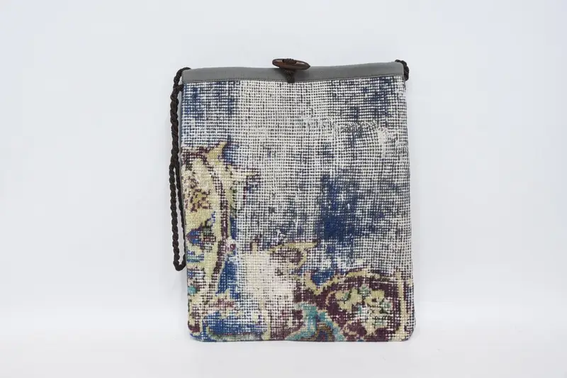 Art-Deco-Schultertasche aus Wolle mit Vintage-Motiv, Kelim-Tasche
