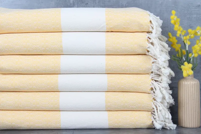 Organic Yellow Turkish Towel Personalized 36x67 Inches