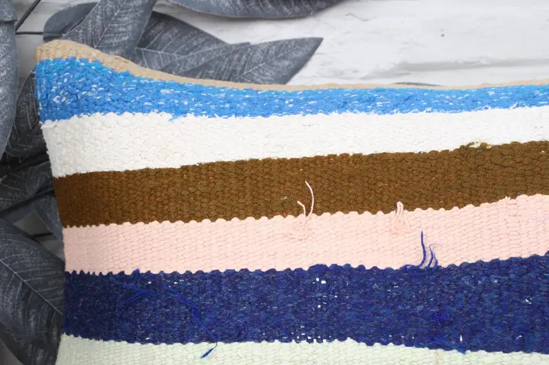 Aesthetic Pillow, Boho Throw Pillow Sham, 12x24 Blue Pillow, Gift Pillow, Turkish Kilim Pillow, Vintage Pillow, Cushion - 2