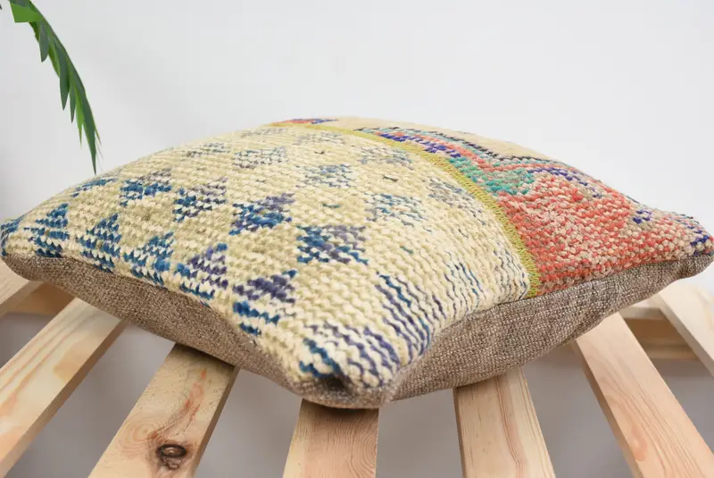 Gift Pillow, Handmade Throw Pillow Case, Bench Pillow Case, Vintage Kilim Pillow, Vintage Kilim Throw Pillow, 14x14 Blue Pillow, Cushion Case - 6