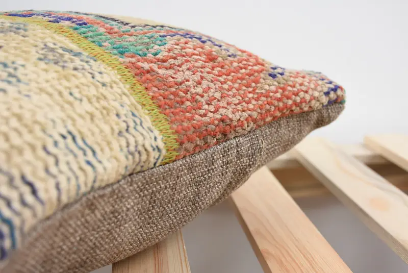 Gift Pillow, Handmade Throw Pillow Case, Bench Pillow Case, Vintage Kilim Pillow, Vintage Kilim Throw Pillow, 14x14 Blue Pillow, Cushion Case - 7