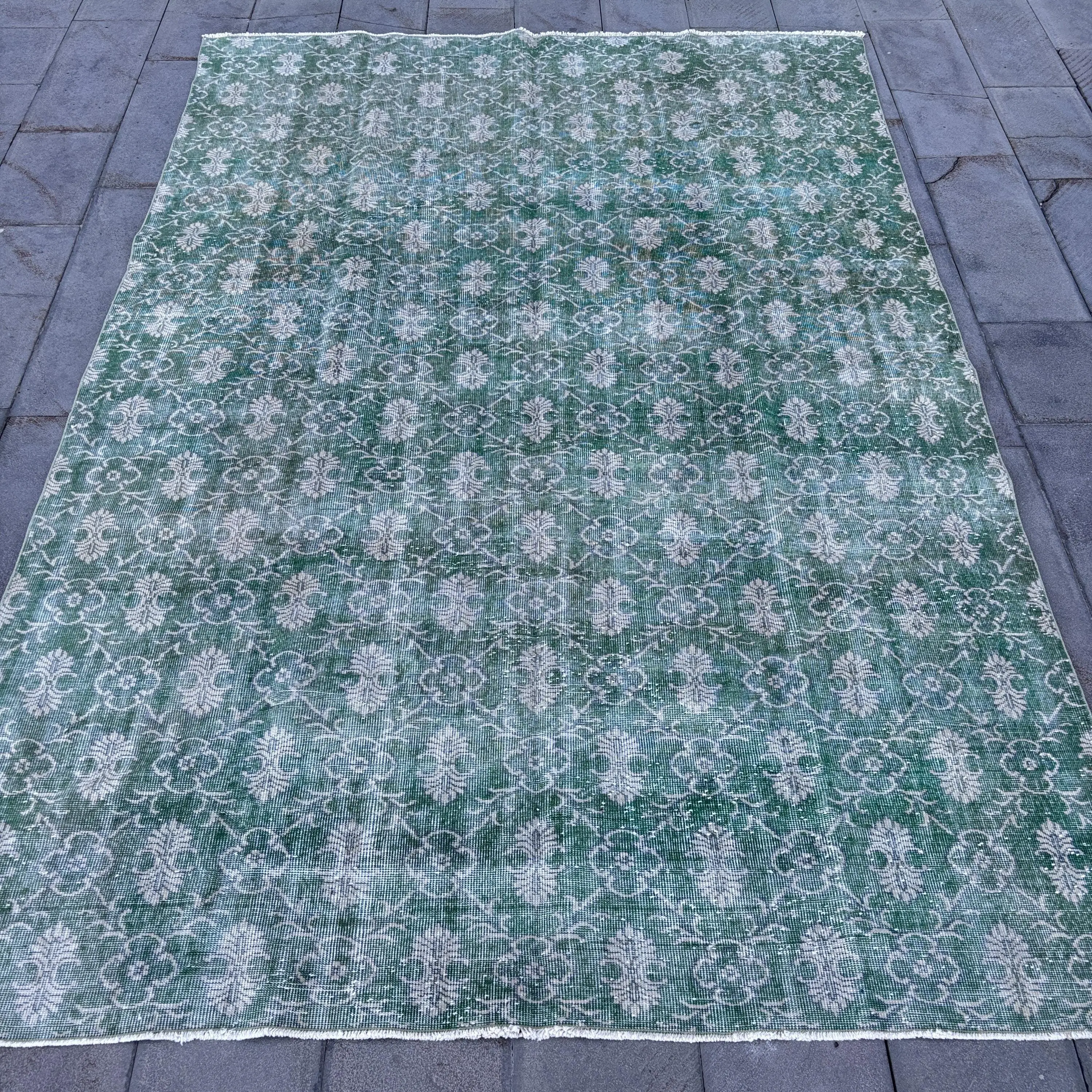Vintage Teppich, Übergröße 7,2x10,6 ft Teppich, Grüner Tarnteppich - 1