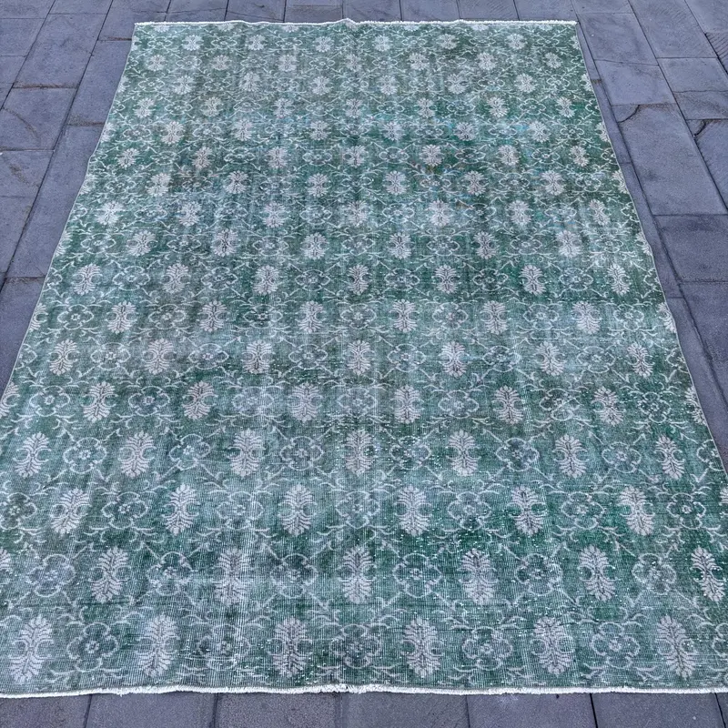 Green Camouflage Rug, 7,2x10,6 ft Chic Decor