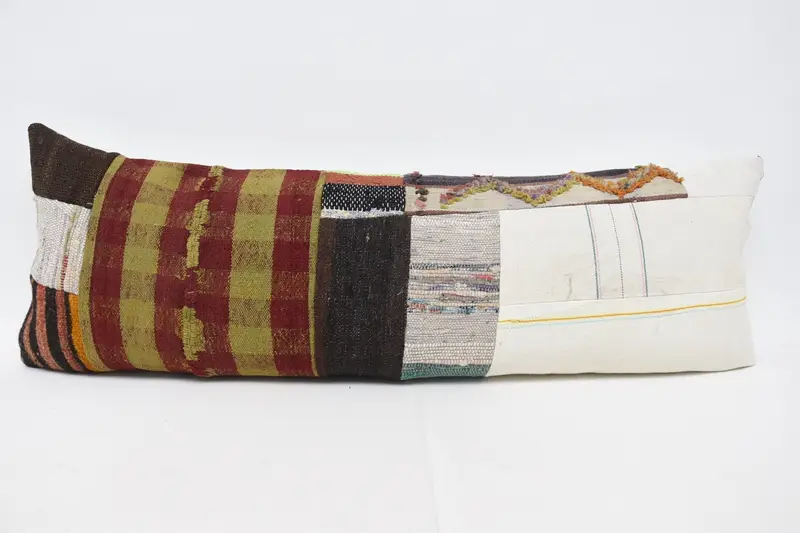 Decorative Turkish Gift Pillow Case, 16x48 inch Striped Red Pillow - 1