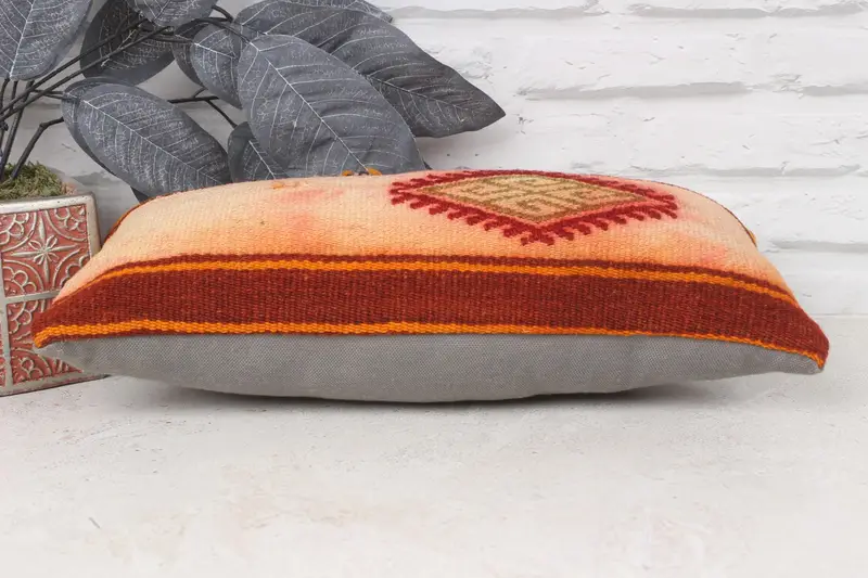 Decorative Throw Pillow, Bright Pillow Case, 8x16 Red Cushion, Antique Pillows, Pillow Sham, Turkish Pillow, Vintage Pillow - 5