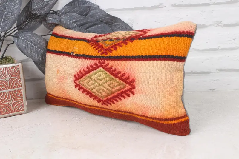Decorative Throw Pillow, Bright Pillow Case, 8x16 Red Cushion, Antique Pillows, Pillow Sham, Turkish Pillow, Vintage Pillow - 4