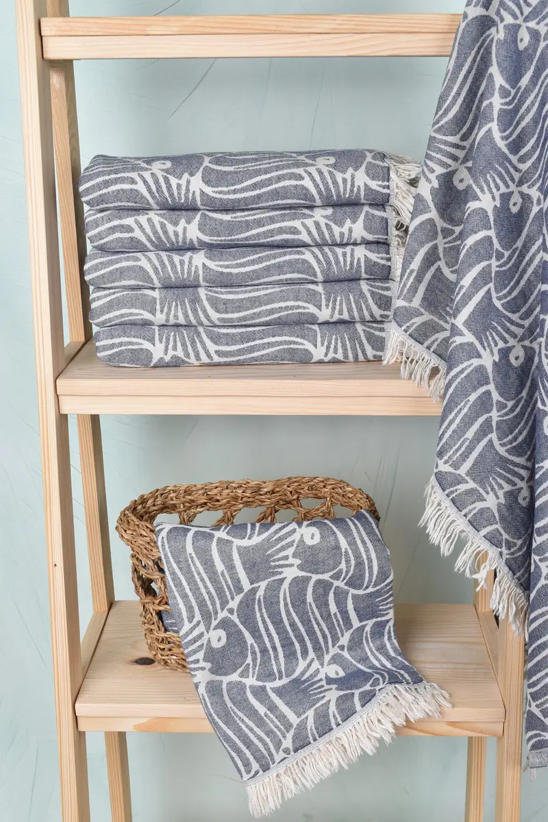 Bulk Order Towel, Bachelor Party Gifts, Bridal Shower Favors, Yoga Towel, Bachelor Gifts, Lightweight Turkish towel, 70x36 Cotton Fish Design Towel - 4