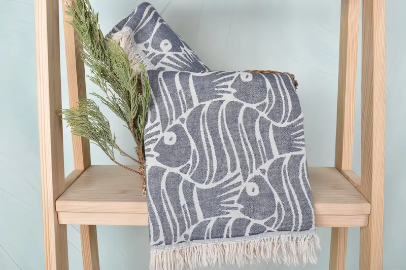Bulk Order Towel, Bachelor Party Gifts, Bridal Shower Favors, Yoga Towel, Bachelor Gifts, Lightweight Turkish towel, 70x36 Cotton Fish Design Towel - 5