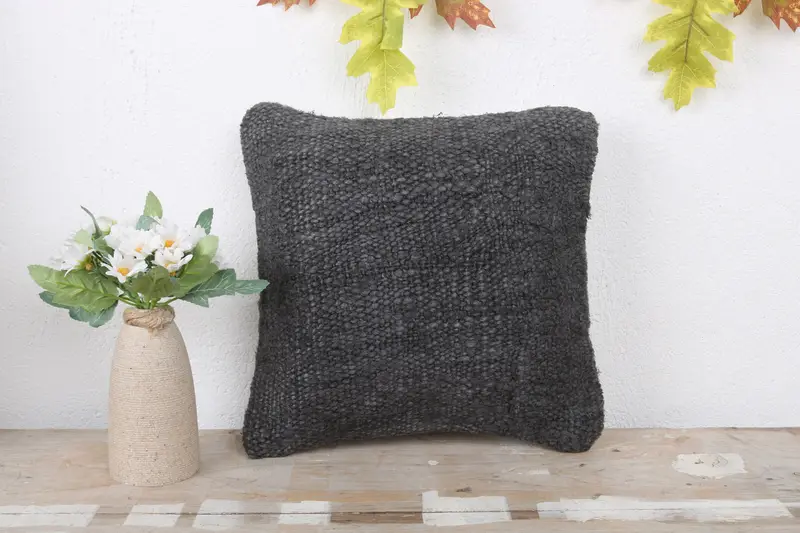 Turkish Kilim Pillow, Home Decor Pillow, Pillow for Sofa, Cushion, 12x12 Blue Cushion Case, Kilim Rug Cushion Cover, Bench Cushion Case - 6