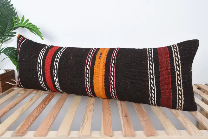 Pillow for Couch, 16x48 Black Cushion, Home Decor Pillow, Turkish Corner Cushion Cover, Cushion Case, Car Cushion Cover, Vintage Pillow - 5