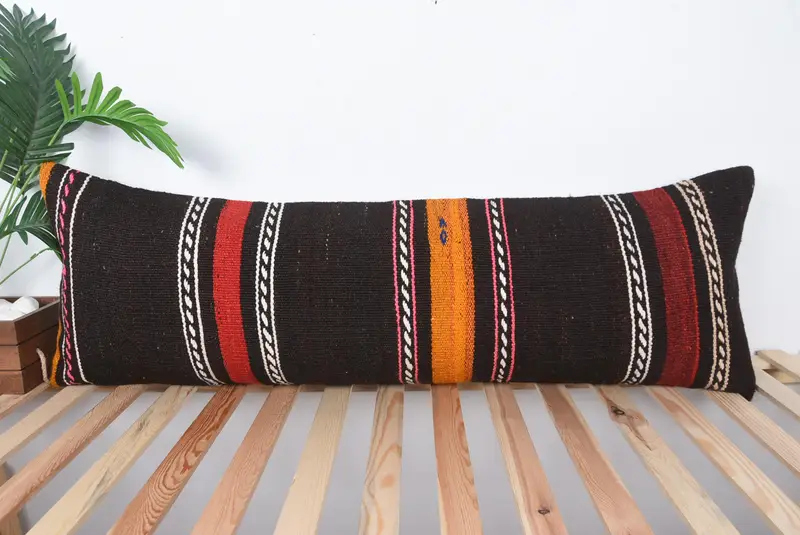 Pillow for Couch, 16x48 Black Cushion, Home Decor Pillow, Turkish Corner Cushion Cover, Cushion Case, Car Cushion Cover, Vintage Pillow - 1