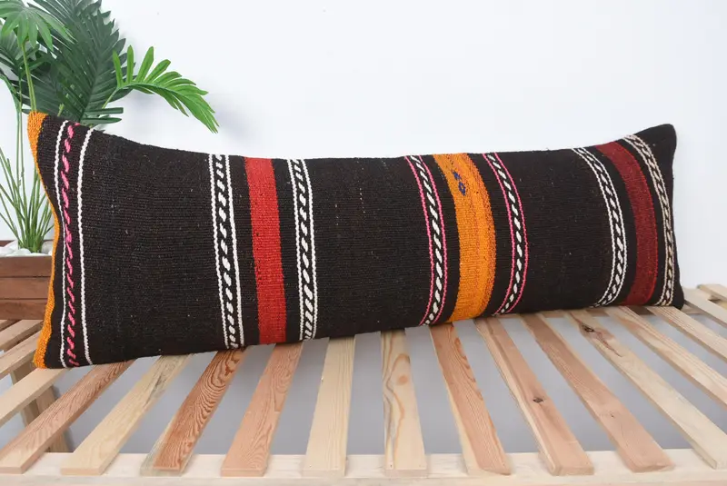 Pillow for Couch, 16x48 Black Cushion, Home Decor Pillow, Turkish Corner Cushion Cover, Cushion Case, Car Cushion Cover, Vintage Pillow - 4