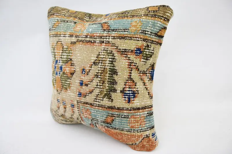 Pillow Sham, Aztec Cushion, Turkish Pillow, 12x12 Beige Pillow Case, Interior Designer Pillow, Bright Pillow Case, Pillow for Couch - 3
