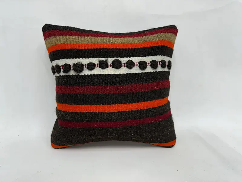 Pillow Cover, Kilim Cushion Sham, Ethnical Kilim Rug Pillow, 18x18 Red Pillow Cover, Gift Pillow, Accent Cushion, Aztec Pillow Cover - 1