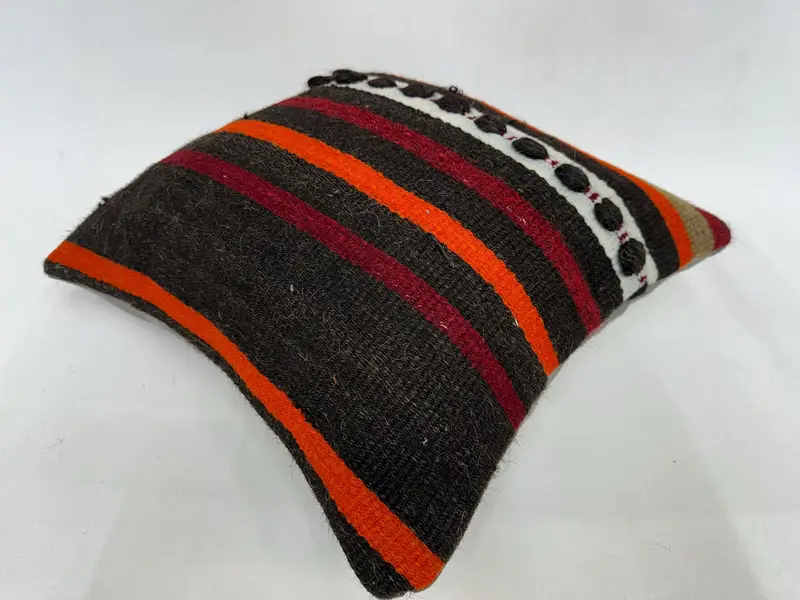 Pillow Cover, Kilim Cushion Sham, Ethnical Kilim Rug Pillow, 18x18 Red Pillow Cover, Gift Pillow, Accent Cushion, Aztec Pillow Cover - 6