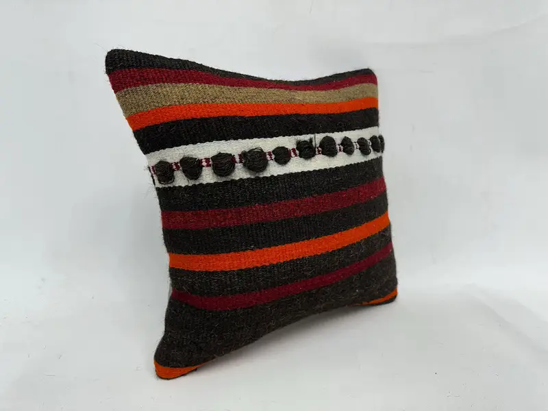 Pillow Cover, Kilim Cushion Sham, Ethnical Kilim Rug Pillow, 18x18 Red Pillow Cover, Gift Pillow, Accent Cushion, Aztec Pillow Cover - 3