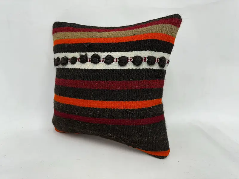 Pillow Cover, Kilim Cushion Sham, Ethnical Kilim Rug Pillow, 18x18 Red Pillow Cover, Gift Pillow, Accent Cushion, Aztec Pillow Cover - 4