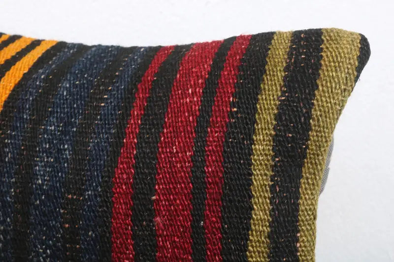 Throw Kilim Pillow, Cushion Cover, Kilim Cushion Sham, 12x20 Blue Cushion, Crochet Pattern Pillow Sham, Antique Pillows, Authentic Pillow Case - 5