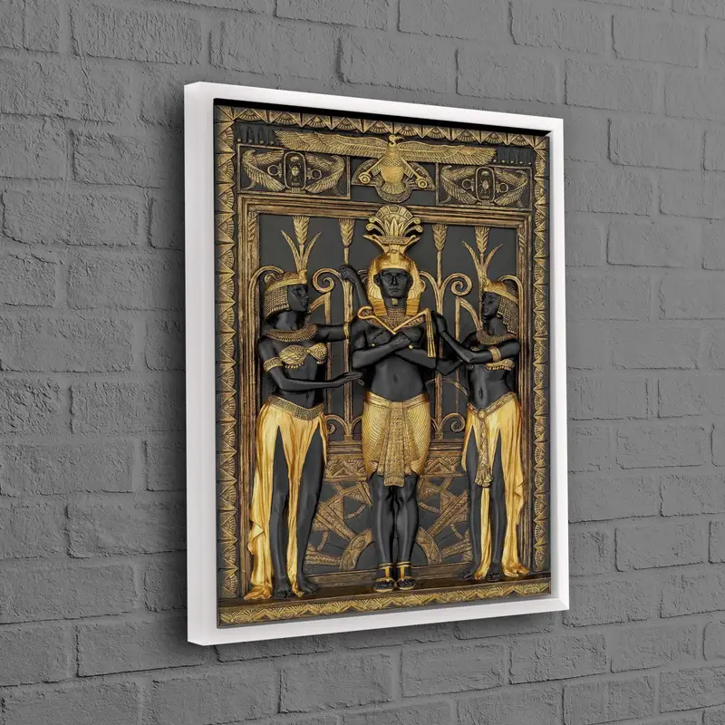 古代エジプトのアヌビス ブラック & ゴールド プリント キャンバス