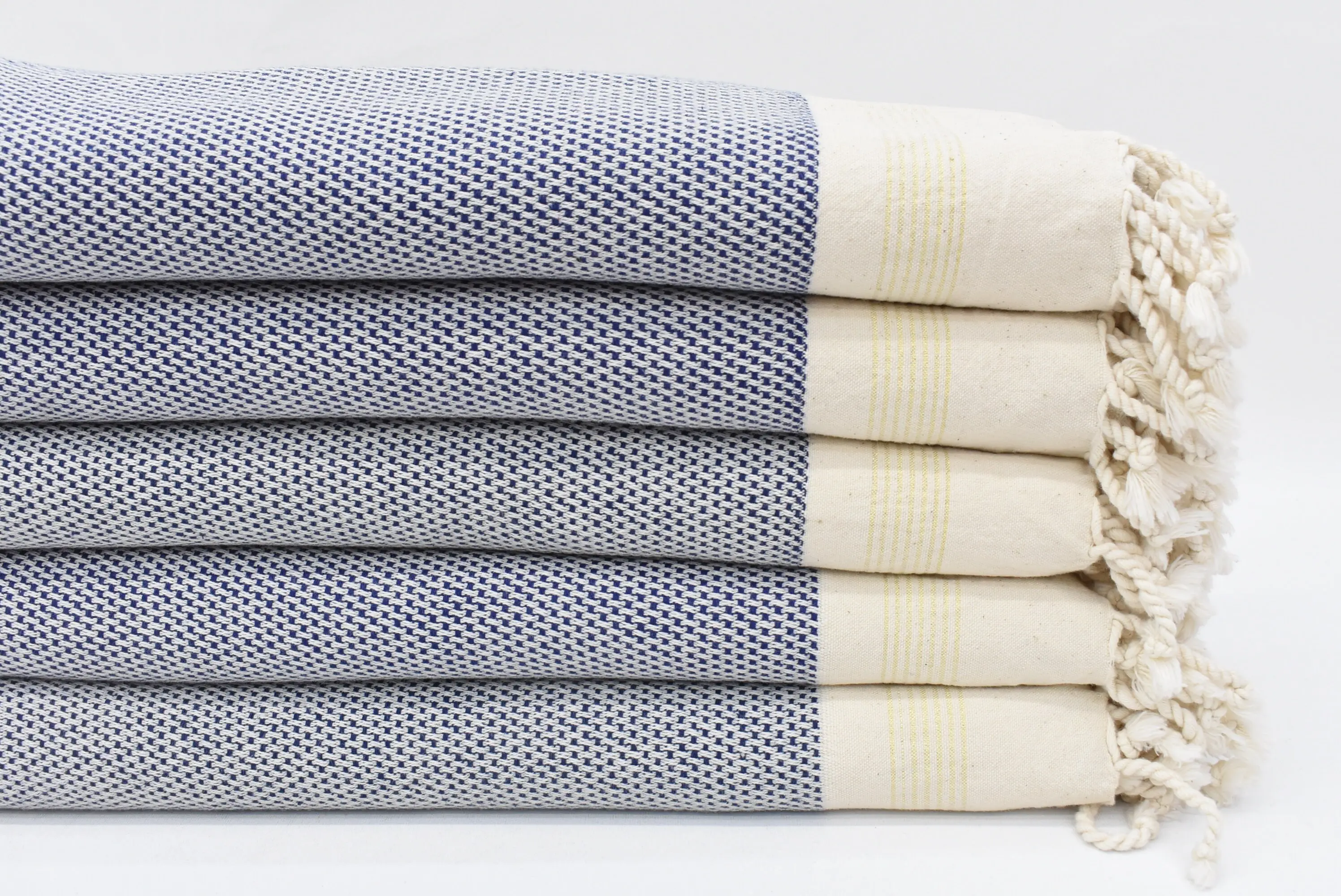 Beach Towel Monogrammed Turkish Cotton Blue Stripes, 67x40 Inches - 1