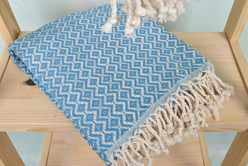 Beach Size Towel, Handwoven Turkish Towel, Fouta towel, 70x40 Cotton Diamond Towel, Gift For Boyfriend, Monogram Beach Towel, Custom Beach Towel - 5