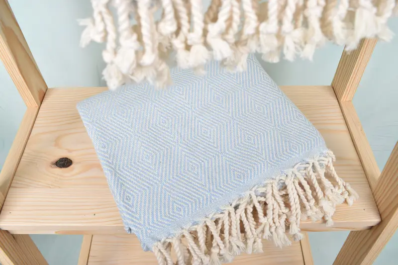 Fouta towel, 74x40 Cotton Diamond Towel, Beach Towel Gift, Thin and lightweight Turkish peshtemal, Valentines Day Gift For Him, Best Friend Gift - 5