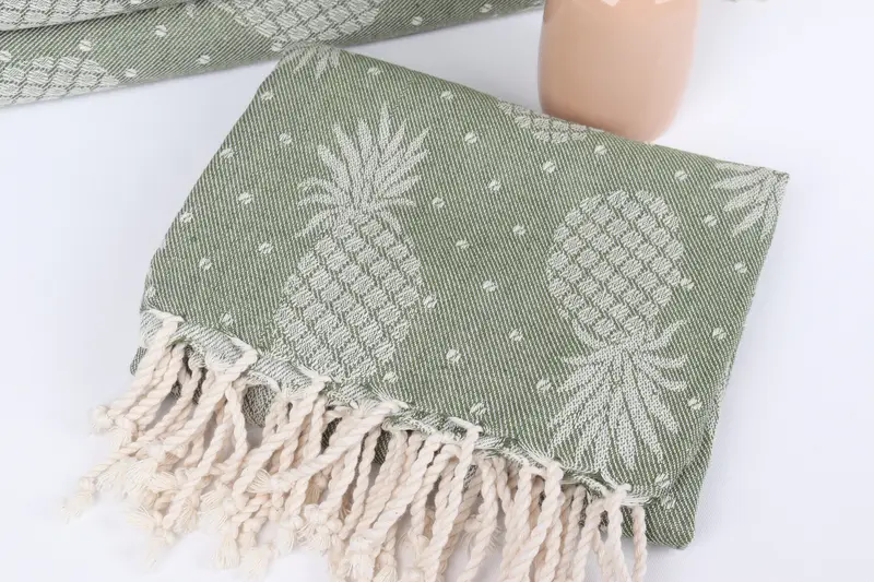 Bridal Party Gifts, 80x40 Cotton Pineapple Design Towel, Turkish Towel Set, Custom Beach Towels, Bath towel, Summer Gift, Sand-resistant towel - 6