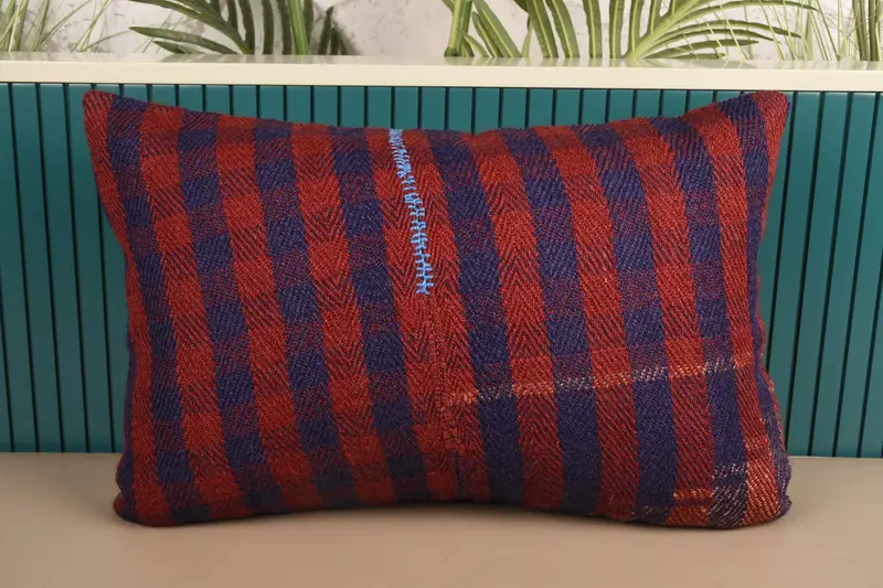 Vintage Gift Red Pillow Sham, Saloon Striped 16x24 inch Pillow - 1