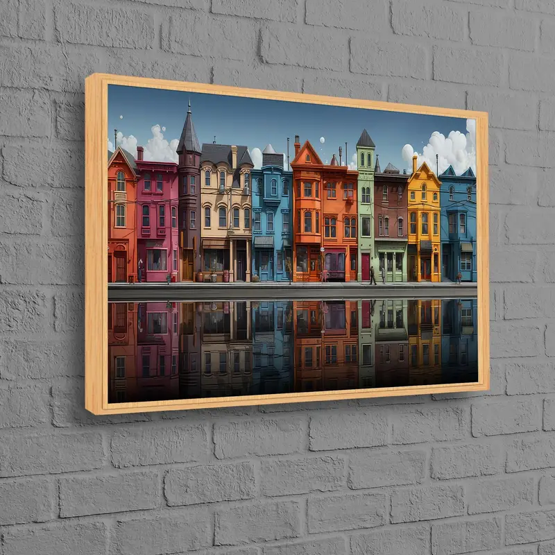 Zarif Renkli Şehir Kanvası: Canlı Kentsel Sanatsal Baskı