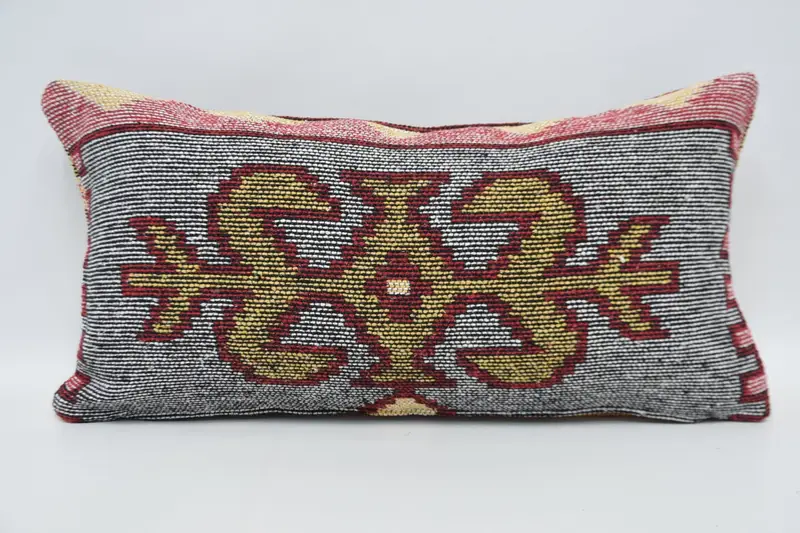 Rustic Cushion Cover, Gift Pillow, Pillow Case, Ottoman Pillow Sham, Antique Pillows, 12x24 Orange Pillow, Yoga Cushion Cover, Throw Kilim Pillow - 5