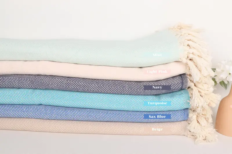 Turkish Blanket, 100x80 Cotton Herringbone Towel, Home Gift, Turkish Cotton Throw Blanket, Decorative Blanket, Woven Throw Blanket, Shower Curtain - 2