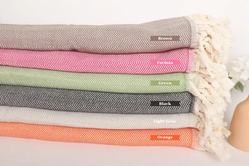 Turkish Blanket, 100x80 Cotton Herringbone Towel, Home Gift, Turkish Cotton Throw Blanket, Decorative Blanket, Woven Throw Blanket, Shower Curtain - 1