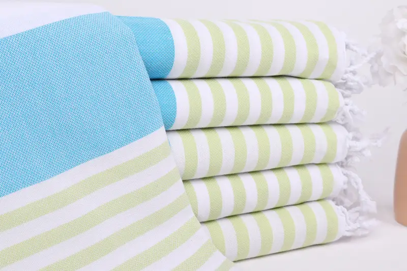 İş Arkadaşına Hediye Turkuaz-Yeşil Çizgili Havlu, 40x71 İnç