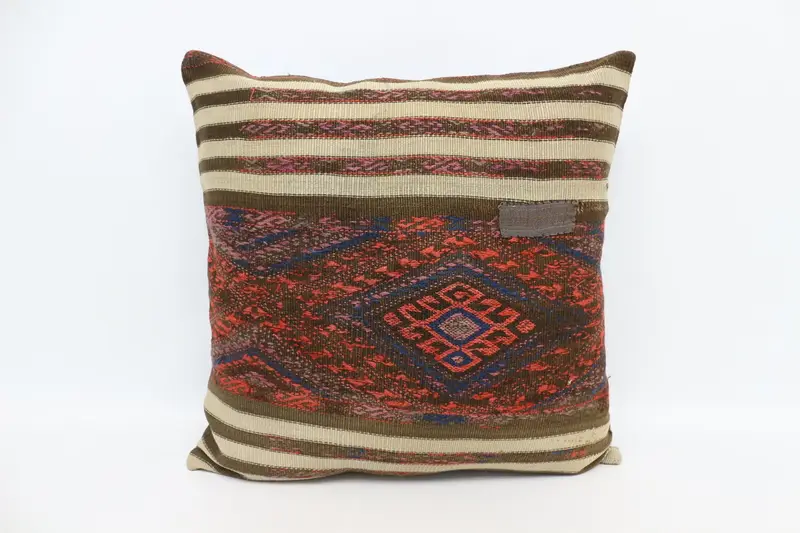 Turkish Pillow, Throw Kilim Pillow, Crochet Pattern Pillow Cover, 28x28 Red Cushion Cover, Interior Designer Pillow, Cushion Cover - 1